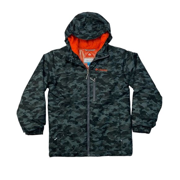 Columbia Jacket Boys S Small Camo Neon Orange Omni-Heat Outgrown Extendable Cuff - Picture 1 of 16